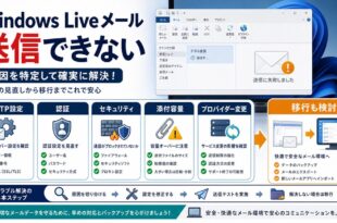 Windows Liveメールで送信できない時にSMTP、認証、セキュリティ、添付容量、移行を確認する図解