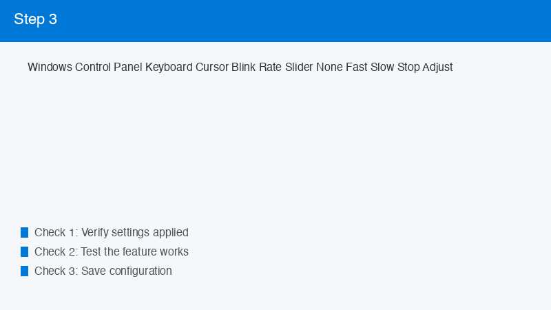 Windows Control Panel Keyboard Cursor Blink Rate Slider None Fast Slow Stop Adju