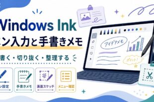 Windows Inkでペン設定、手書きメモ、画面スケッチ、メニュー確認を行う日本語アイキャッチ画像