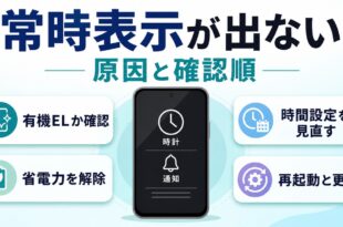 Androidの常時表示が出ない時に有機EL省電力時間設定再起動更新を確認するアイキャッチ