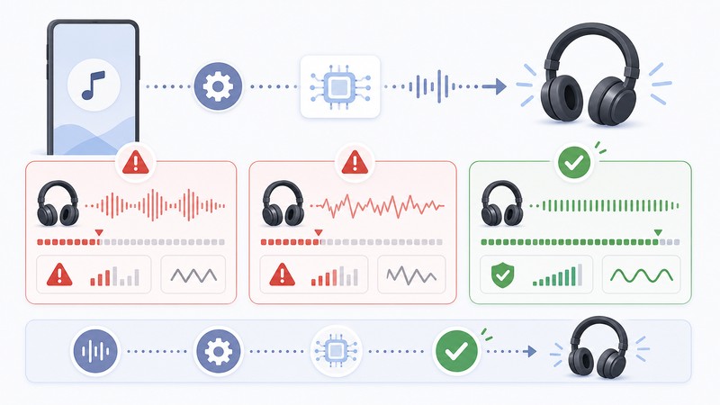 音声方式、音量変動、安定した接続、推奨設定を整理した日本語図解