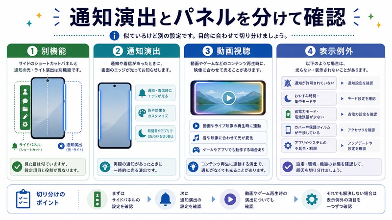別機能、通知演出、動画視聴、表示例外を整理した日本語図解