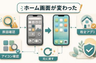Androidのホーム画面やアイコンが勝手に変わった時に原因確認アイコン確認既定アプリ設定で元に戻す図解
