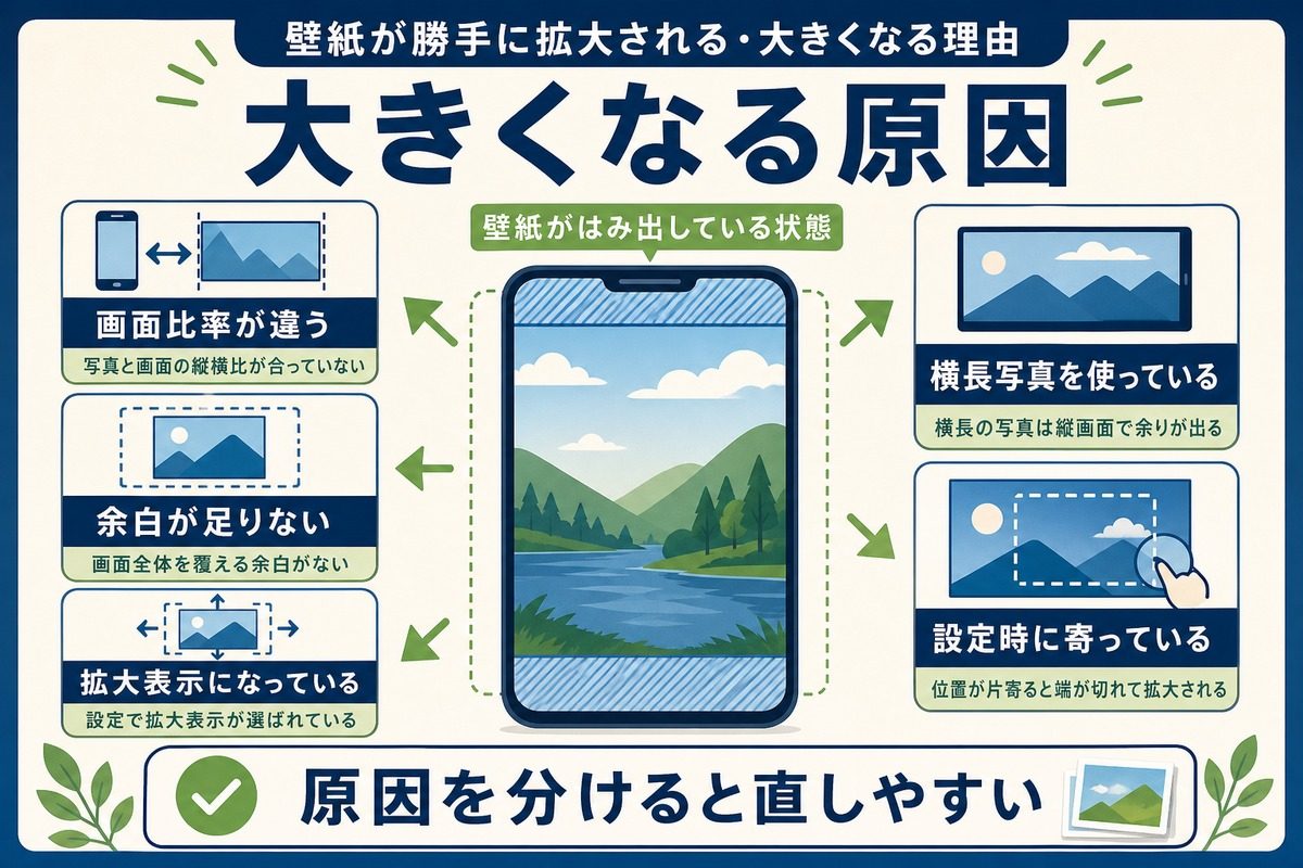 壁紙が大きくなる原因を整理した図解