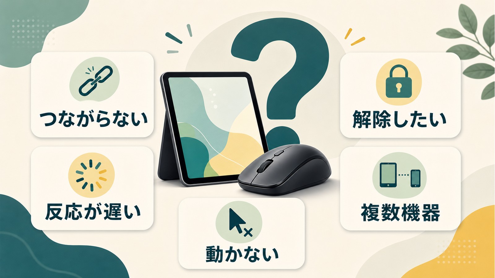 Androidで無線マウスがつながらない反応が遅い動かない解除したい複数機器を使いたい時のFAQ図解