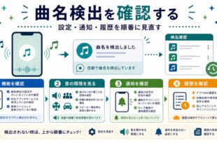 機能確認、音の環境確認、通知確認、履歴確認を整理した日本語アイキャッチ画像