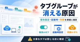 タブグループが消える原因と保存設定・起動時設定・同期確認の流れ