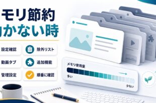 Chromeのメモリセーバーが機能しない時に設定除外リスト動画タブ追加機能管理設定を順番に確認する図解