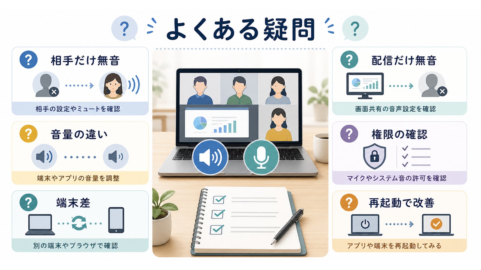 Discord画面共有音声の疑問として相手だけ無音配信だけ無音音量の違い権限の確認端末差再起動で改善を整理した図解