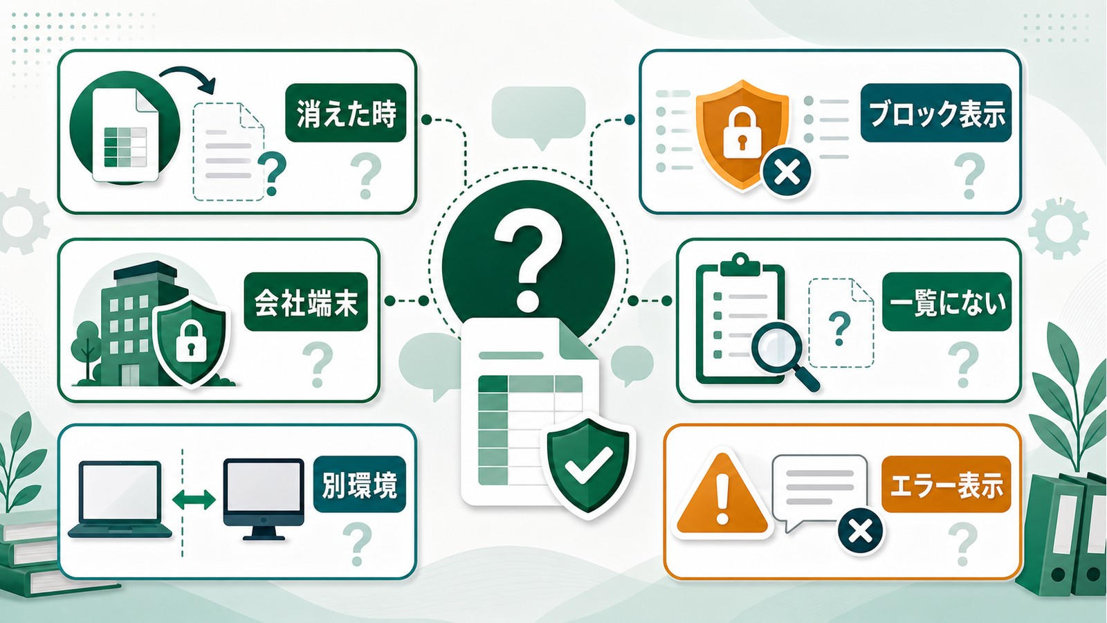 Excelマクロが消えたブロック表示会社端末一覧にない別環境エラー表示などよくある質問を整理した図解