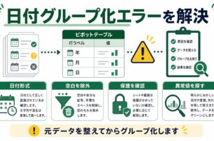 日付形式、空白除外、保護確認、異常値確認を整理した日本語アイキャッチ画像