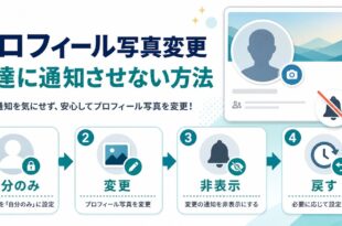 プロフィール写真変更を友達に通知させない方法を4ステップで示したアイキャッチ画像