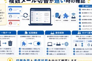 一時データ、拡張機能、通信経路、分けて運用を整理した日本語アイキャッチ画像