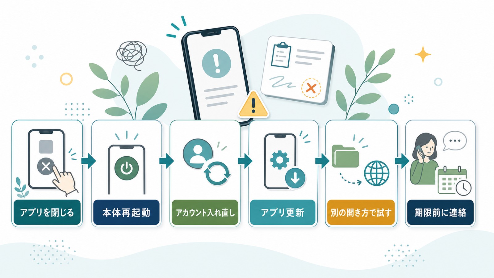 Google Classroomでエラーが出る時にアプリ終了本体再起動アカウント入れ直しアプリ更新別の開き方期限前連絡を行う図解