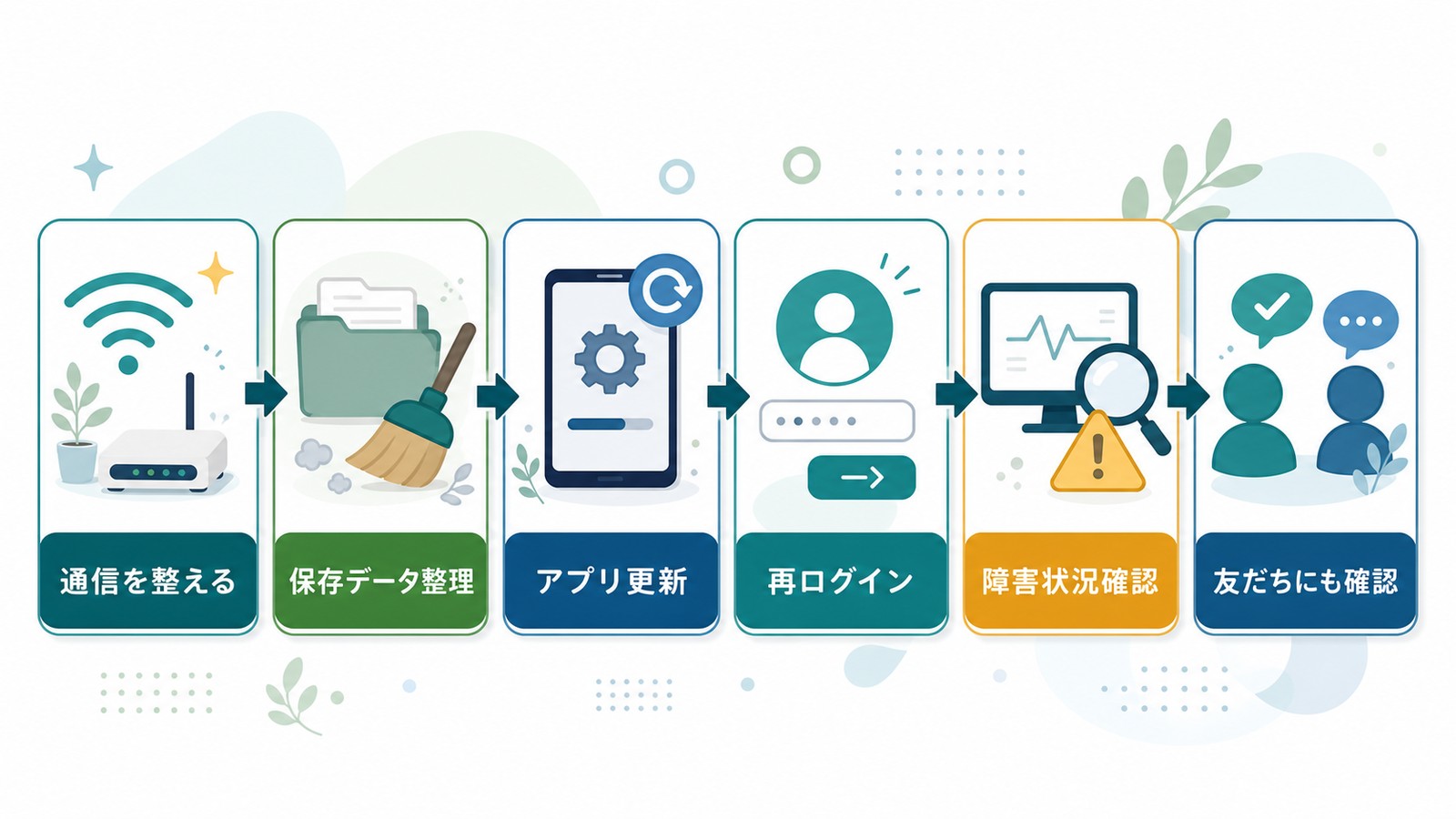 Google Classroomで提出できない時に通信保存データアプリ更新再ログイン障害状況友だち確認を行う図解