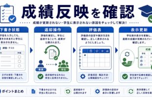 下書き状態、返却操作、評価表、表示更新を整理した日本語アイキャッチ画像
