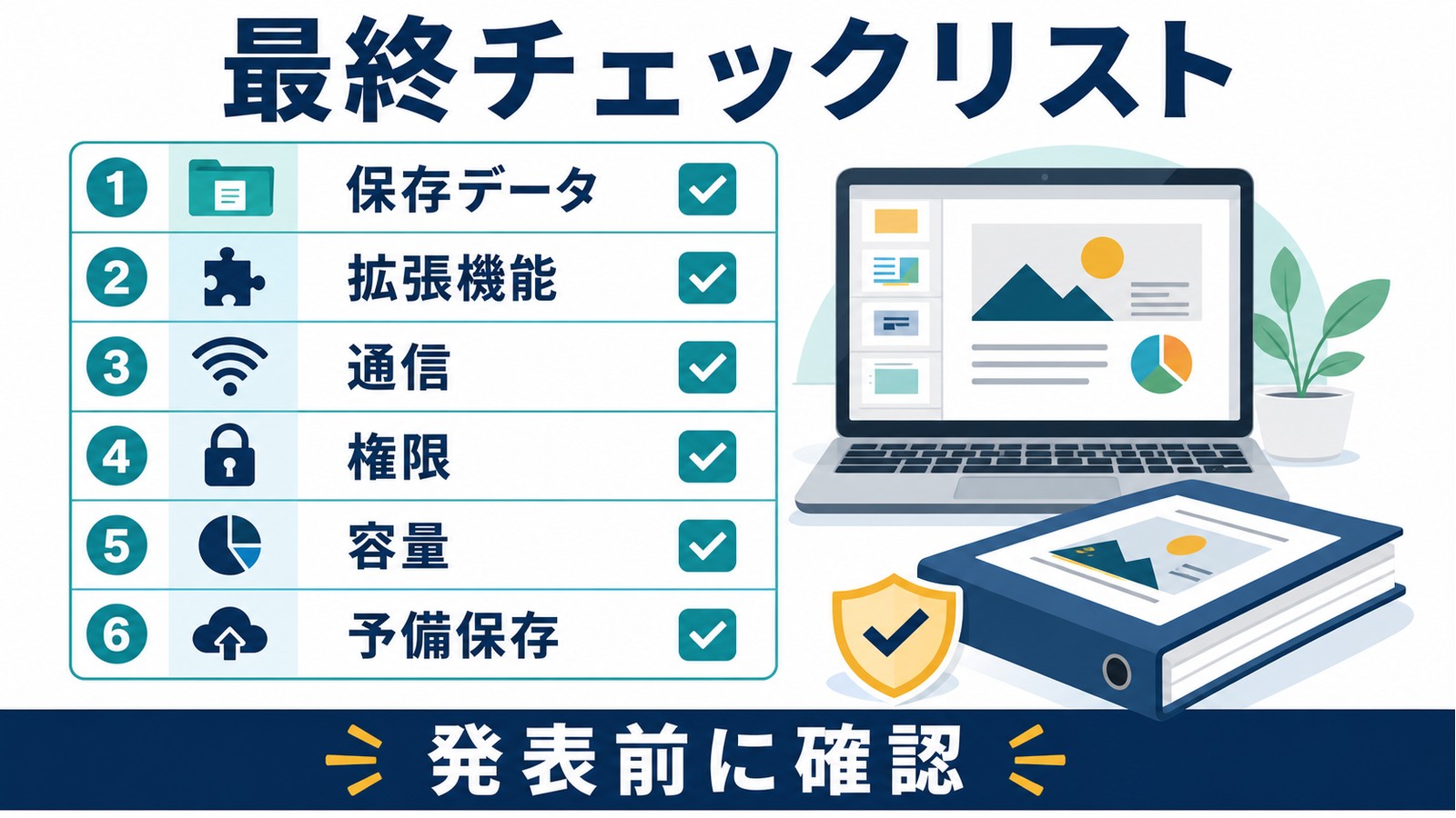 Googleスライドが読み込めない時の保存データ拡張機能通信権限容量予備保存の最終チェックリスト図解