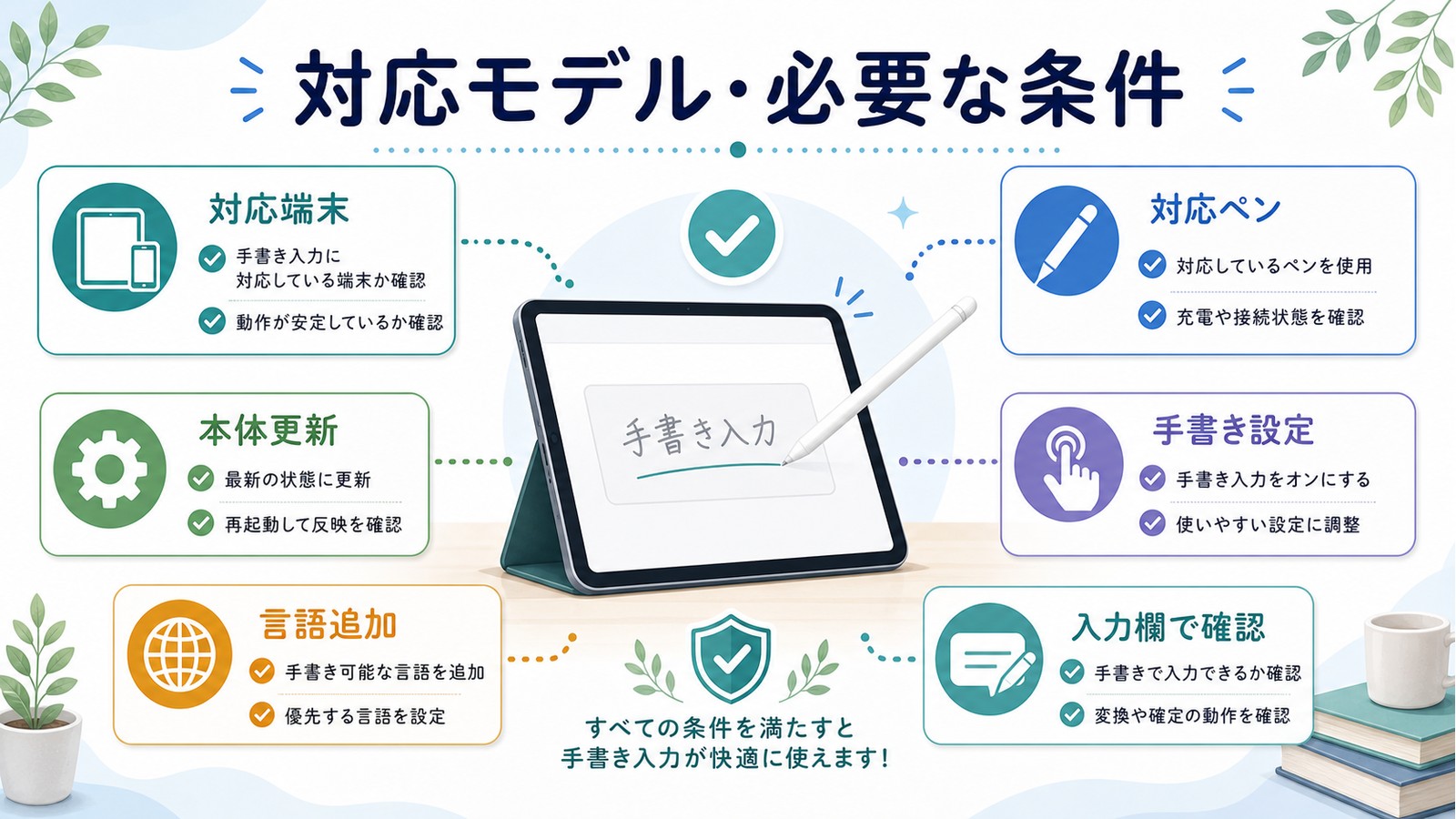 iPadのScribbleで対応端末対応ペン本体更新手書き設定言語追加入力欄確認を順に見直す図解