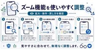 ズームのオン、操作確認、拡大範囲、フィルター、戻し方を整理した日本語アイキャッチ画像