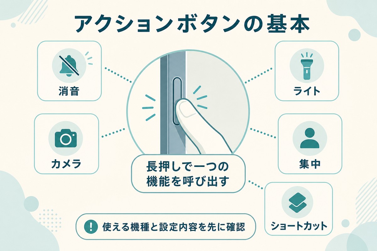 アクションボタンの基本機能を示す図解
