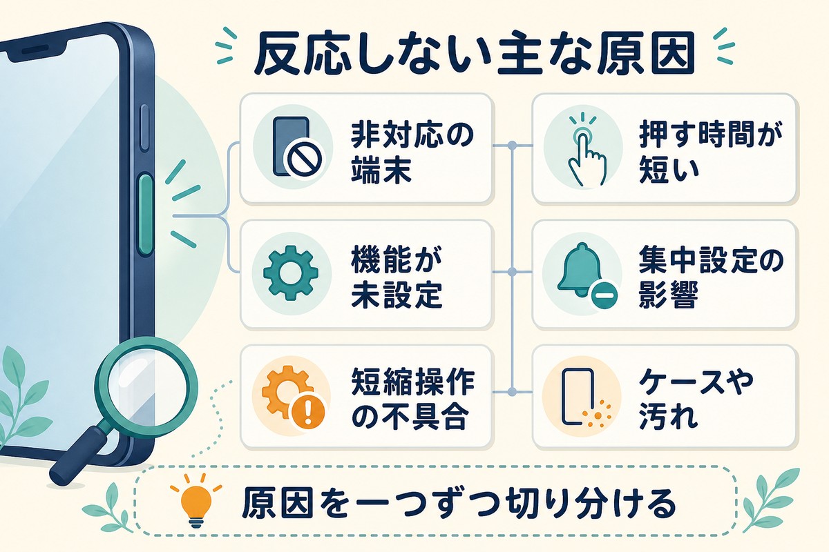 アクションボタンが反応しない主な原因を示す図解