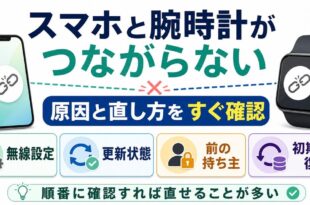 スマホと腕時計がつながらない時に原因と直し方を順番に確認できる図解