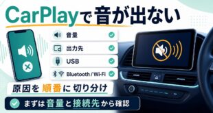 CarPlayで音が出ない時に音量・出力先・USB・BluetoothとWi-Fiを順番に確認するアイキャッチ