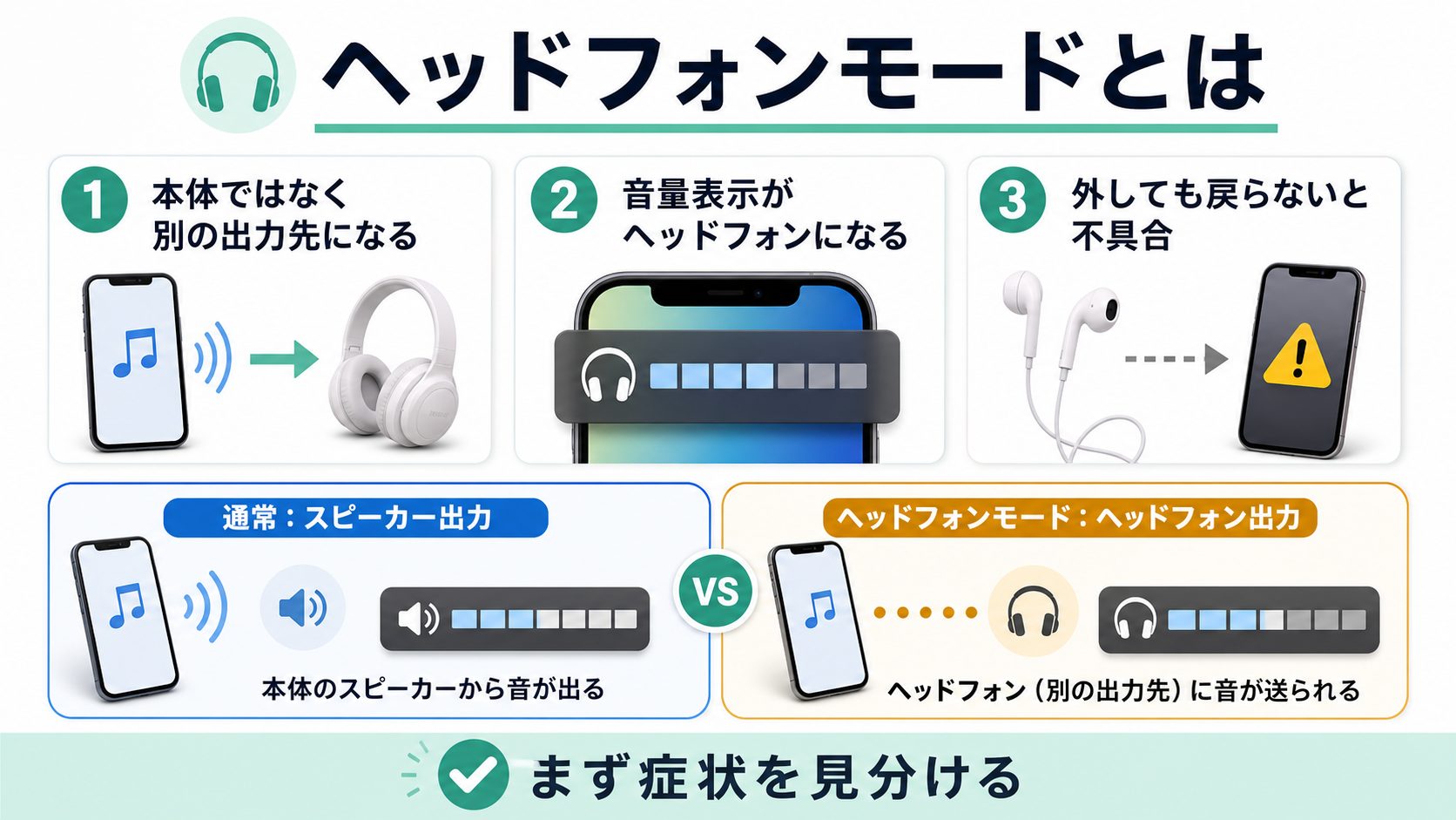 iPhoneのヘッドフォンモードとは何かを図で説明した画像