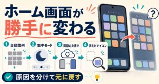 iPhoneのホーム画面配置が勝手に変わる原因と戻し方をまとめたアイキャッチ
