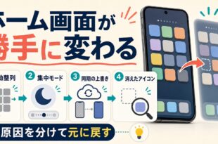 iPhoneのホーム画面配置が勝手に変わる原因と戻し方をまとめたアイキャッチ