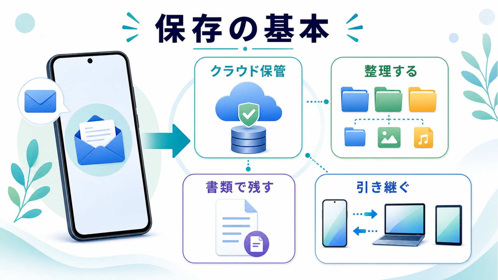 iPhoneメールに保存ボタンがない理由をクラウド保管整理書類化引き継ぎの考え方で整理した図解