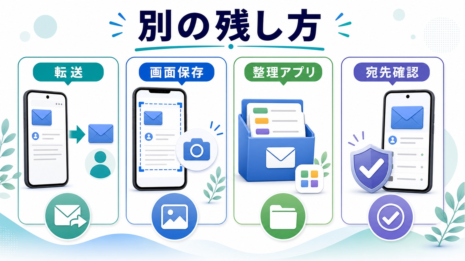 iPhoneメールを転送スクリーンショット専用アプリで別保存し宛先確認する方法の図解