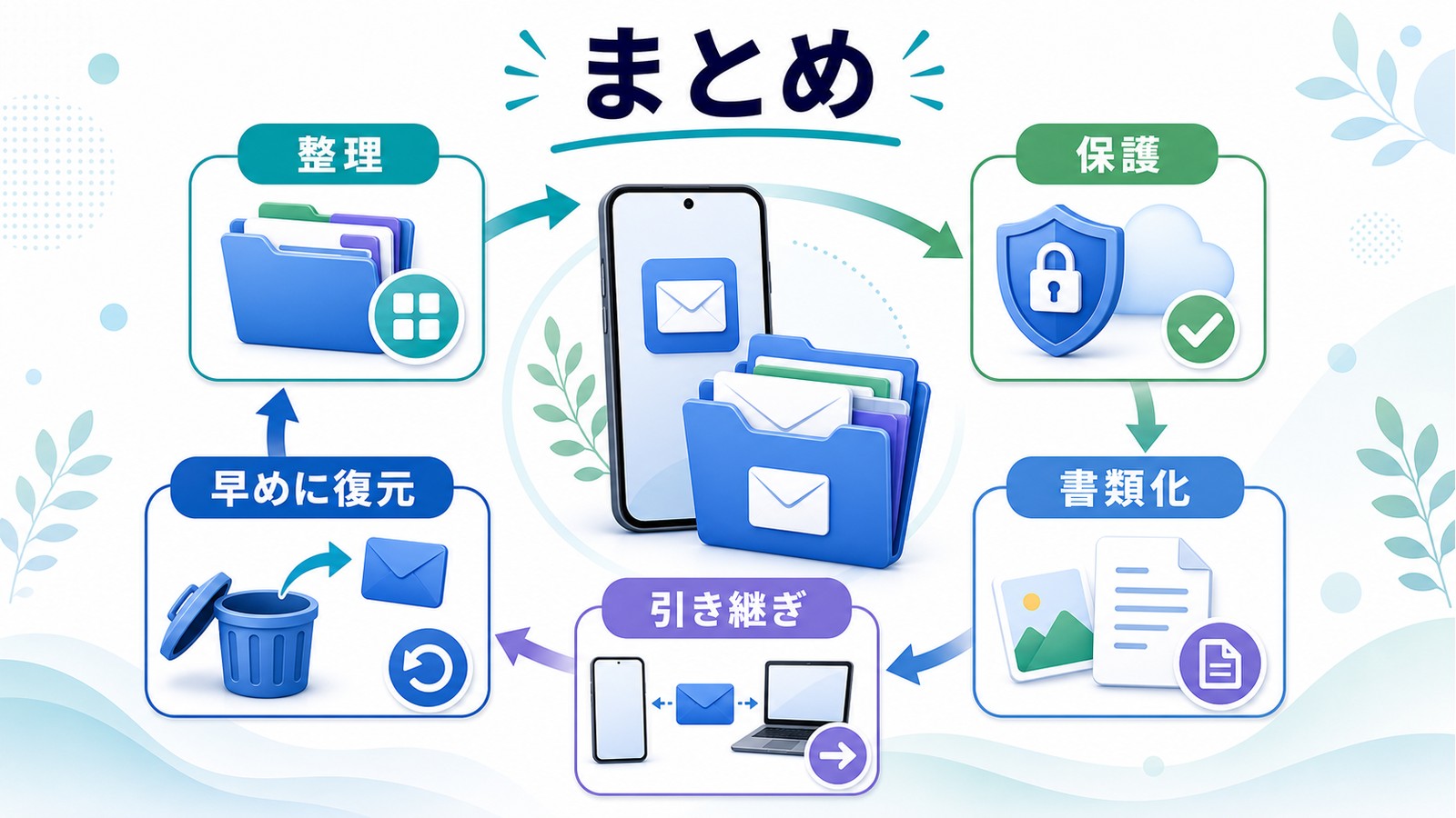 iPhoneメールを整理保護PDF化引き継ぎ早めに復元で保存する方法のまとめ図解