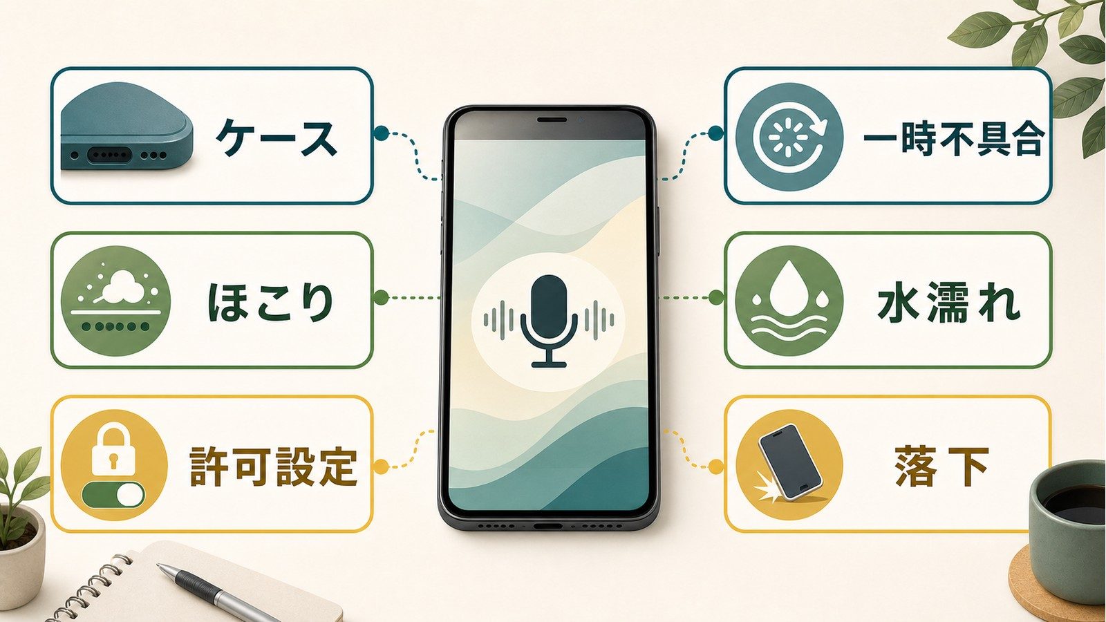 iPhoneのマイクが使えない原因をケースほこり許可設定一時不具合水濡れ落下で整理した図解