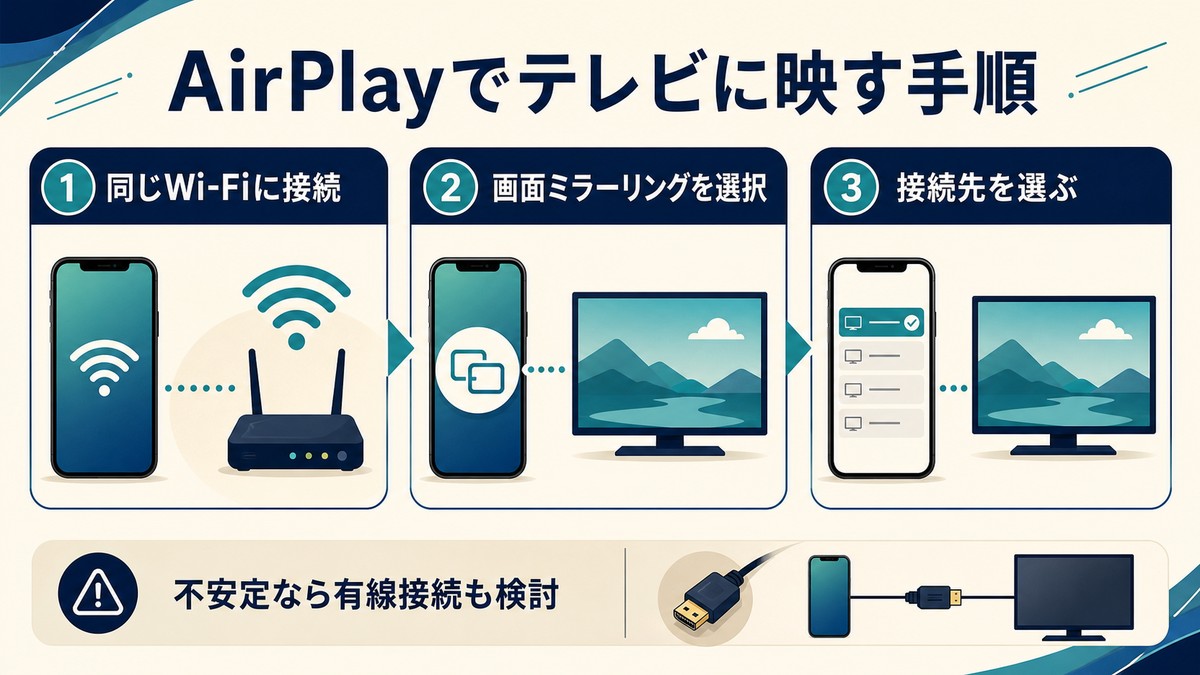 AirPlayでiPhoneをテレビに映す手順