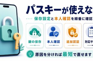 パスキーが使えない時に鍵の保存本人確認追加認証対応サービスを順番に確認する図解