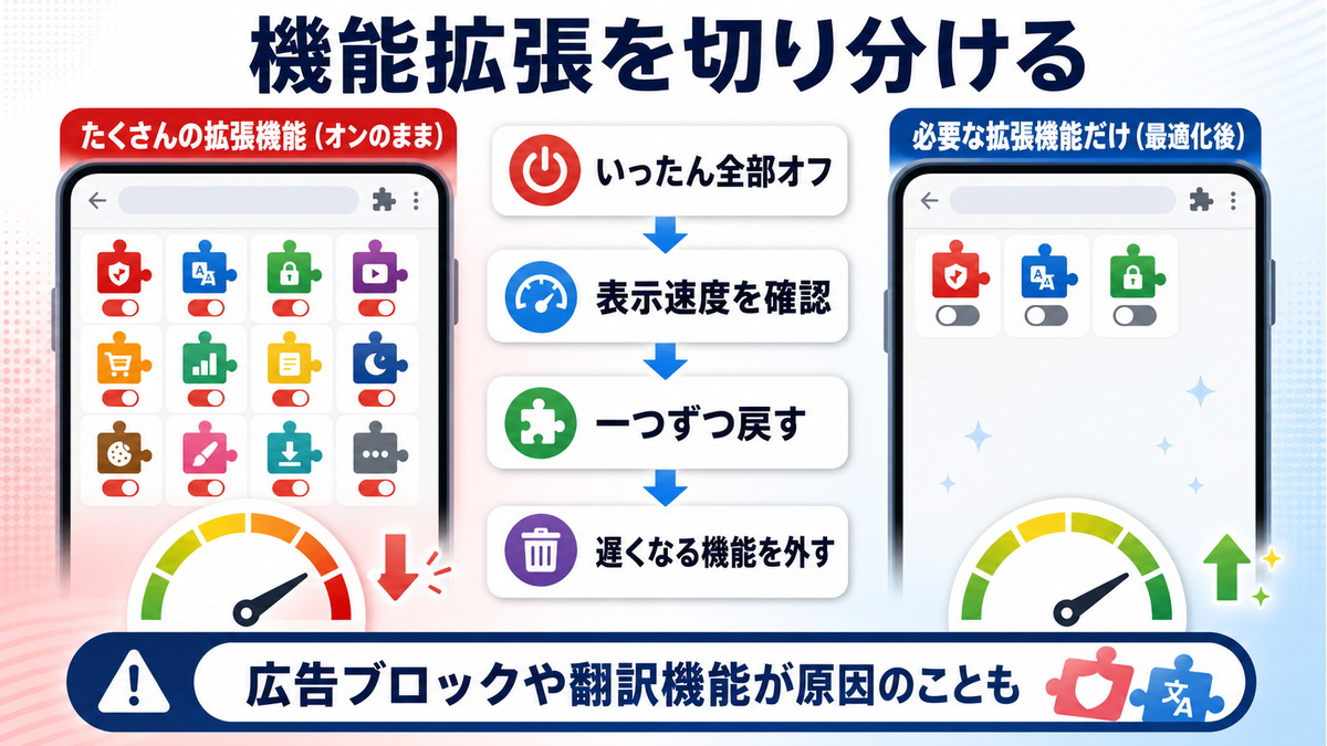 対処法2:Safari拡張機能をオフにする