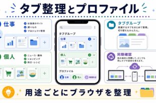 仕事、個人、タブグループ、同期確認を用途ごとに整理する日本語アイキャッチ画像