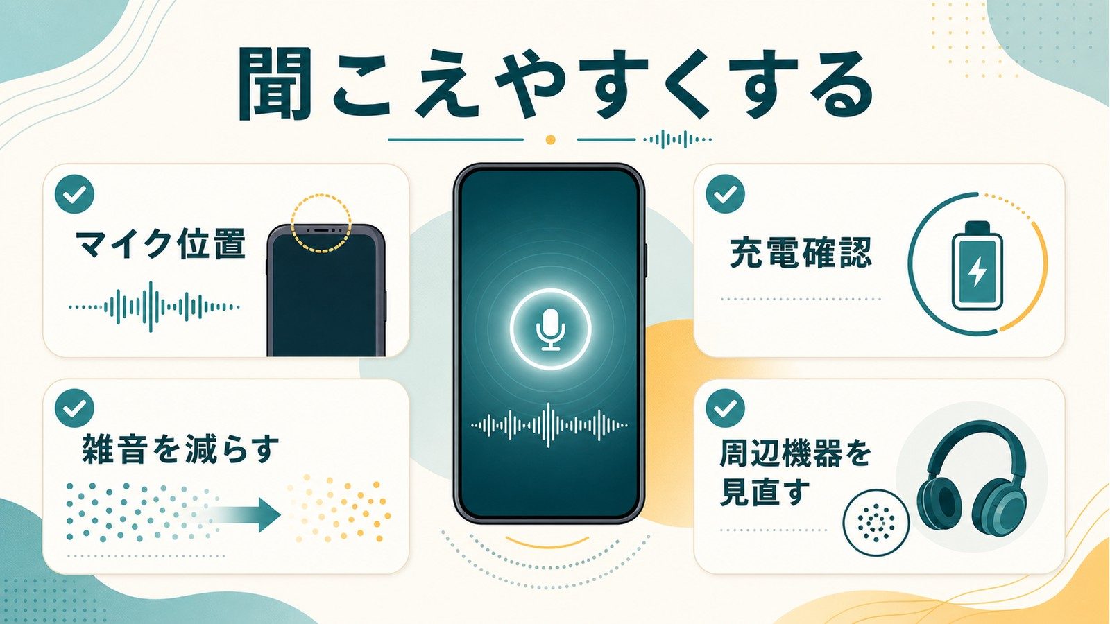 Siriを快適に使うためにマイク位置充電確認雑音を減らす周辺機器を見直す図解