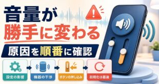 iPhoneの音量が勝手に変わる時に設定機器干渉ボタン状態を順に確認するアイキャッチ画像