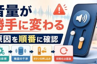 iPhoneの音量が勝手に変わる時に設定機器干渉ボタン状態を順に確認するアイキャッチ画像