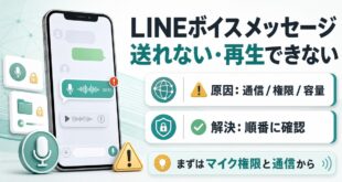 LINEボイスメッセージが送れない・再生できない時の原因と確認順を示すアイキャッチ画像