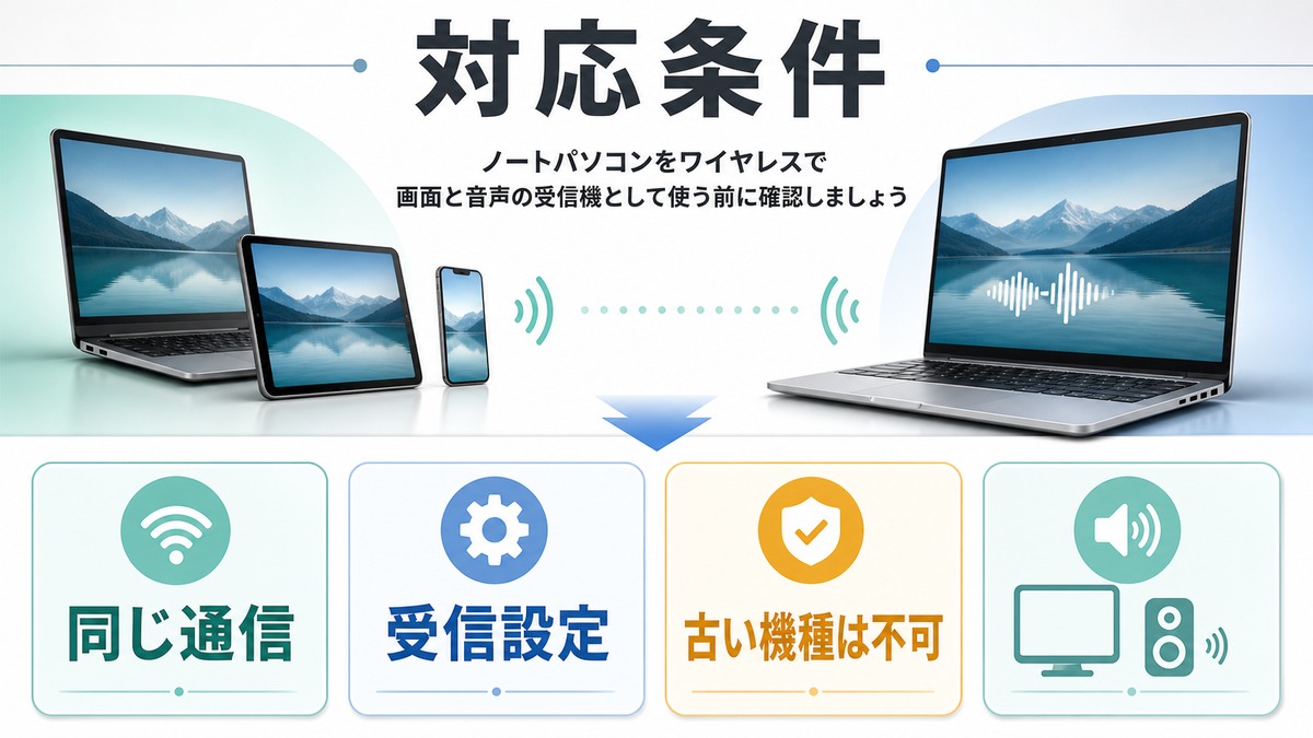 MacをAirPlayレシーバーとして使う前に同一Wi-Fiや受信設定などの条件を整理した図解