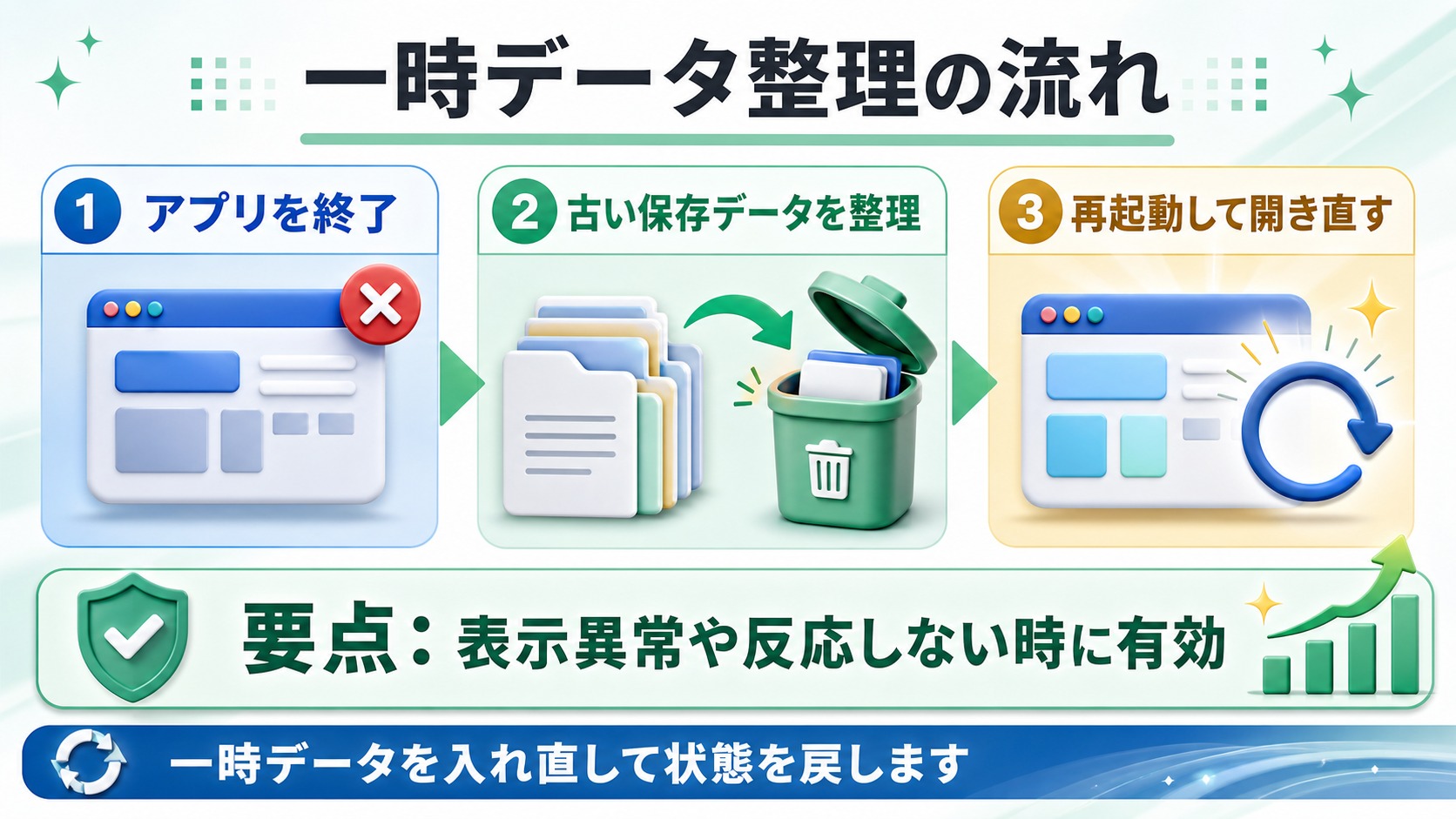 一時データ整理の流れをまとめた図解