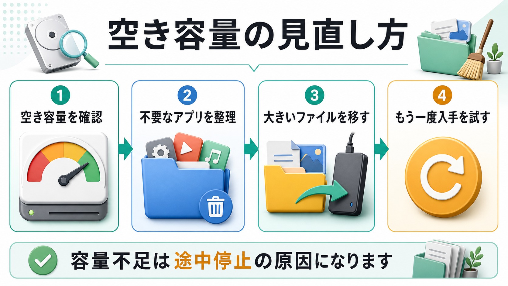 空き容量の見直し方をまとめた図解