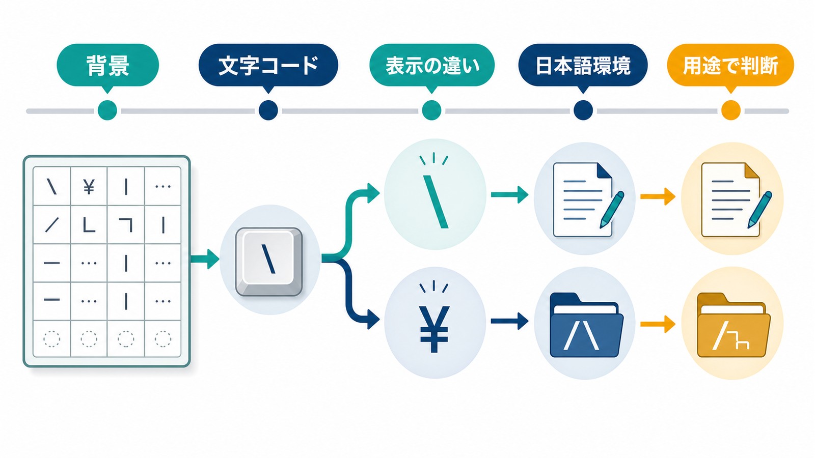 Macのバックスラッシュ入力問題の背景を文字コード表示の違い日本語環境用途判断で整理した図解