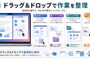 画面を並べる、ファイル移動、フォルダ自動展開、デスクトップ切り替えを整理した日本語アイキャッチ画像