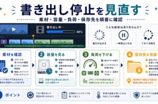 素材確認、容量確認、負荷軽減、保存先見直しを整理した日本語アイキャッチ画像