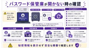 ログイン確認、保管庫修復、同期設定、初期化前保存を整理した日本語アイキャッチ画像