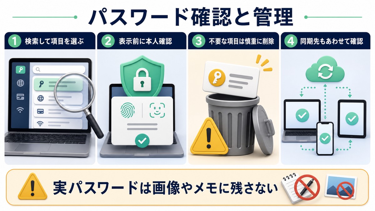 キーチェーンAccessでパスワードを検索し本人確認後に確認する管理手順
